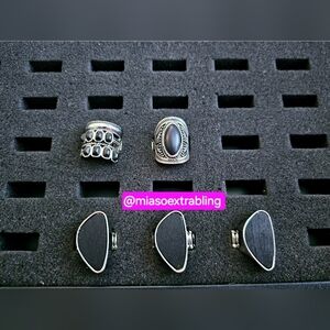 Silver and Black Men's Ring Set